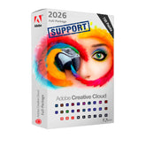 Adobe Creative Cloud software package box with colorful design and Adobe logo.